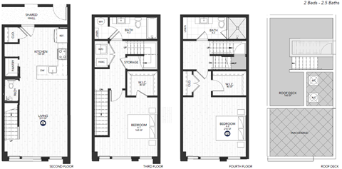 Floor plan for 2 beds, 2.5 baths, 1510 sqft